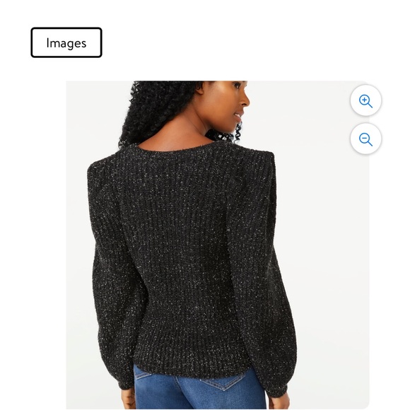 Scoop Women's Soft Tinsel Sweater with Shoulder Detail - Picture 4 of 5
